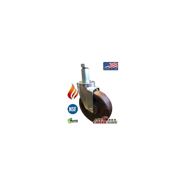 5 OVEN RACK GRIP RING STEM CASTER, 450F, 350 LBS CAP, HI-TEMP